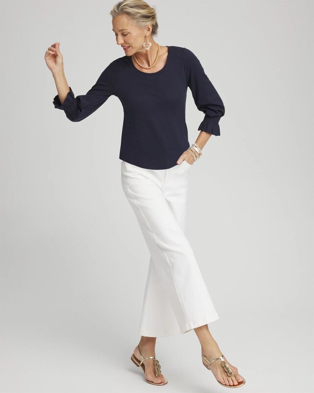 Smocked 3/4 Sleeve Tee - image 2
